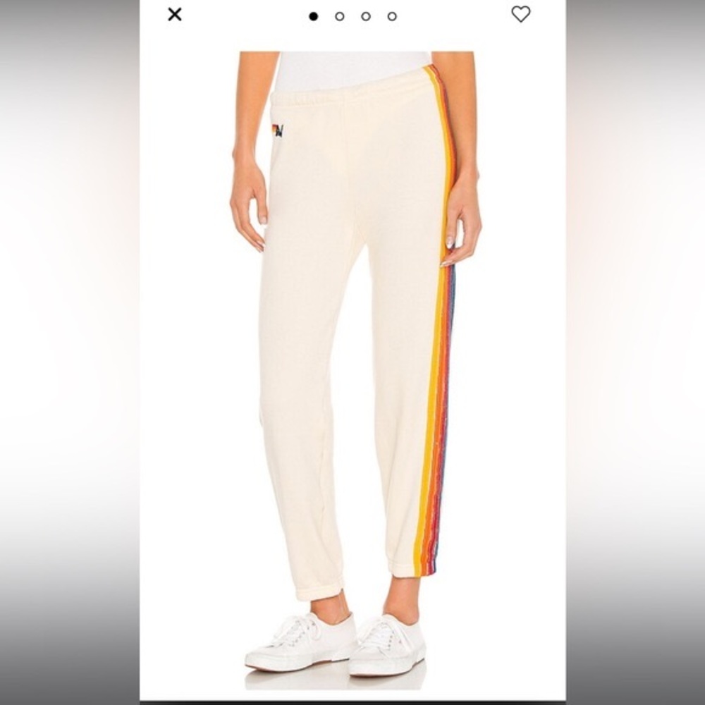 Aviator Nation 5 Stripe Sweatpant in Vintage White, sz S